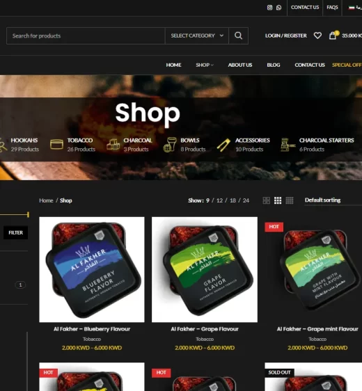 Blakkcarbon ecommerce wesbite design by Sera Websites in Kuwait